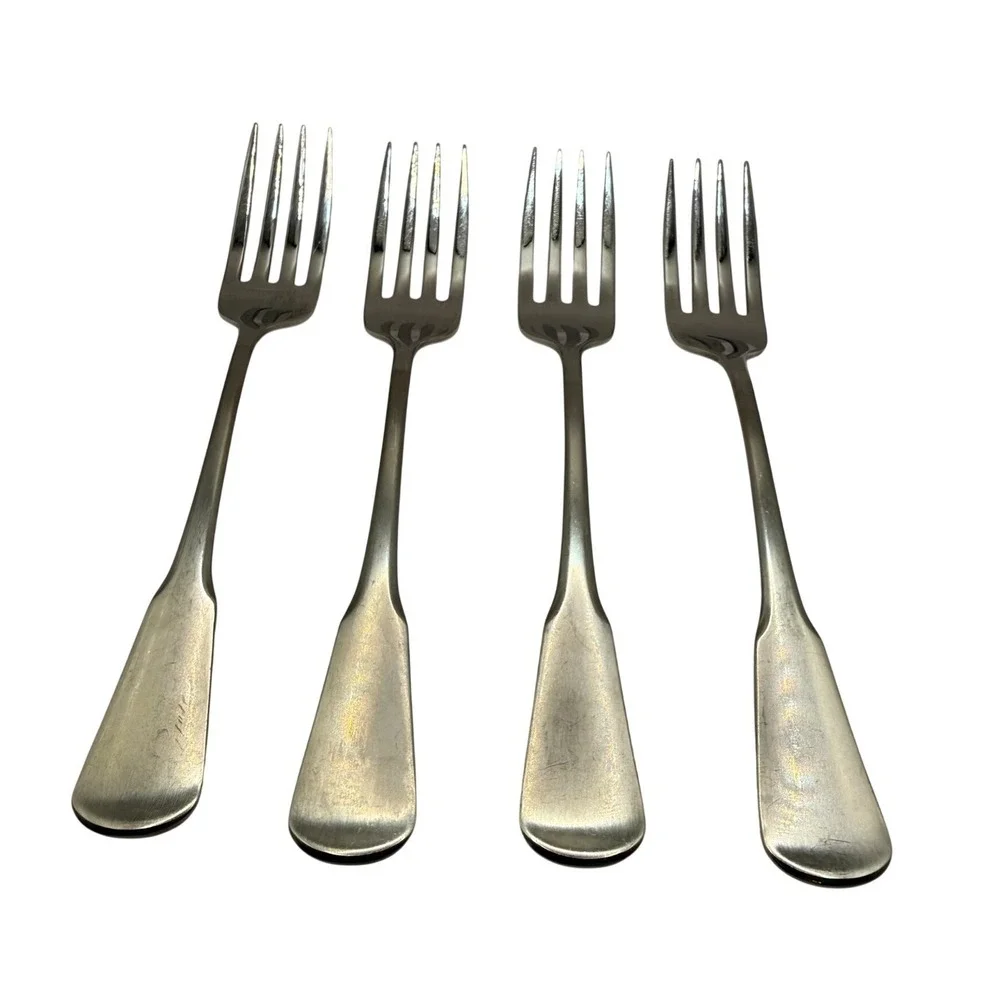 Oneida SSS Stainless Steel Dinner Forks Set of 4 Fiddle Pattern 7.5 Inch